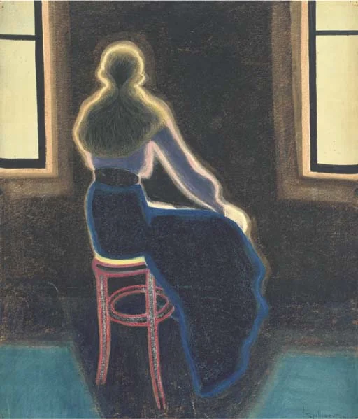 Leon Spilliaert, Jeune femme de dos sur un tabouret, 1909