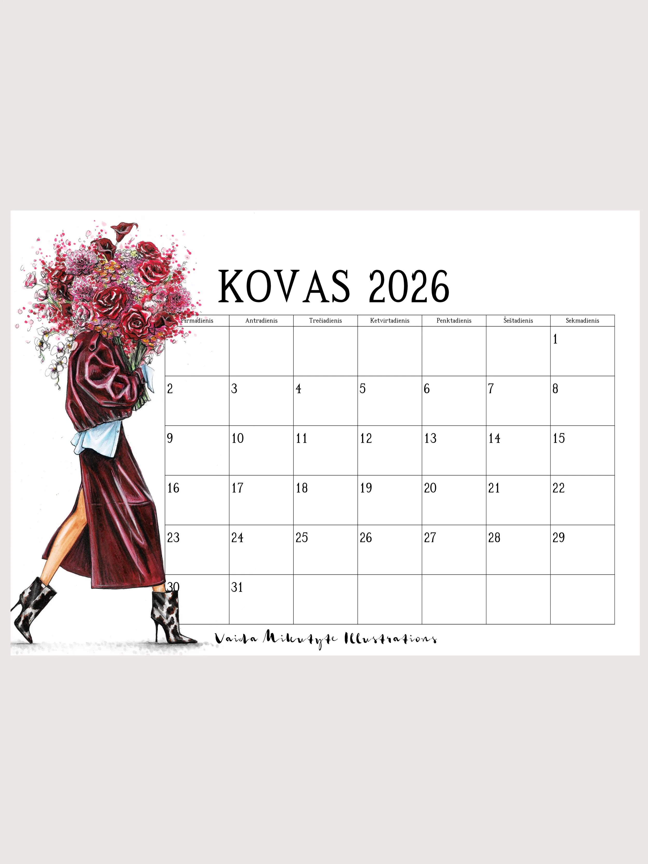 2026 Kovo Kalendorius