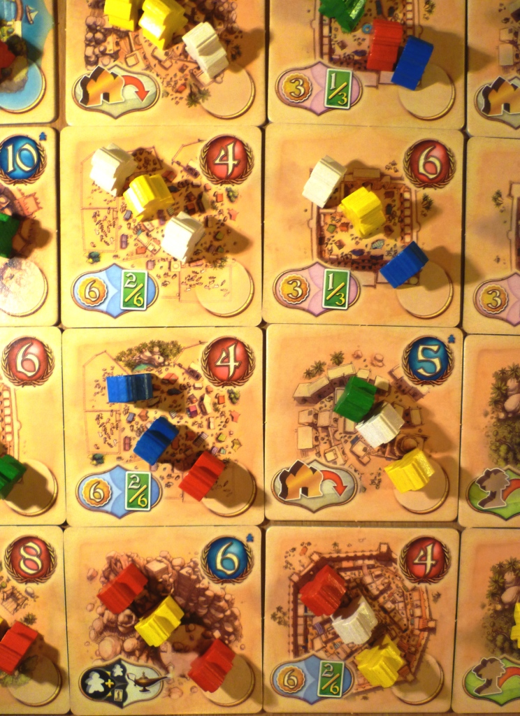 The tiles which make up the board of Five Tribes