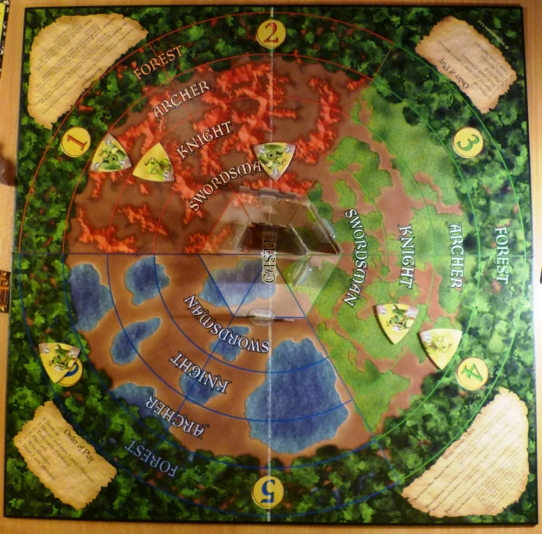 The board in Castle Panic, quite basic but with helpful information in the corners its all you need.