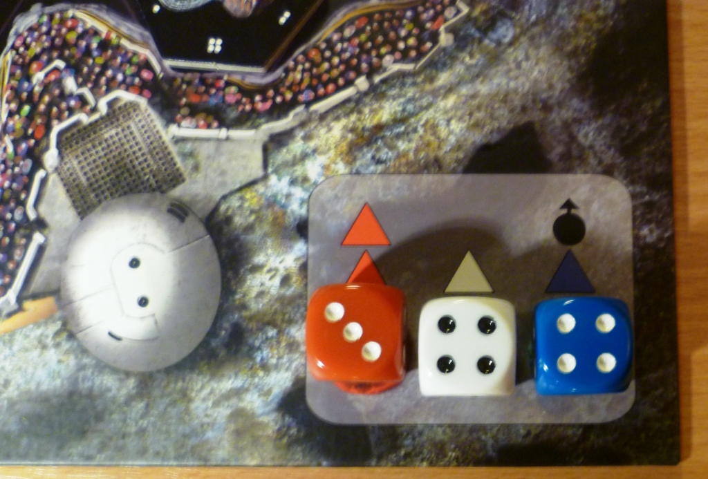 Dice which dictate the way the various asteroids move