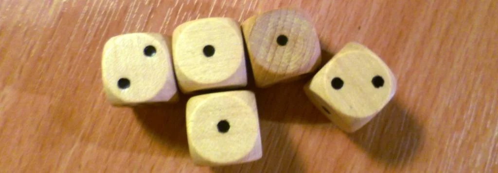 The sort of die roll that hurts in games, this is equally so in Stone Age, this is one of my rolls collecting Bricks - this magnificent roll got me 1 Brick (average for 5 die would be 4 Bricks)