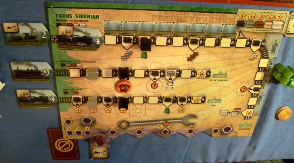 Early part of the game in Russian Railroads