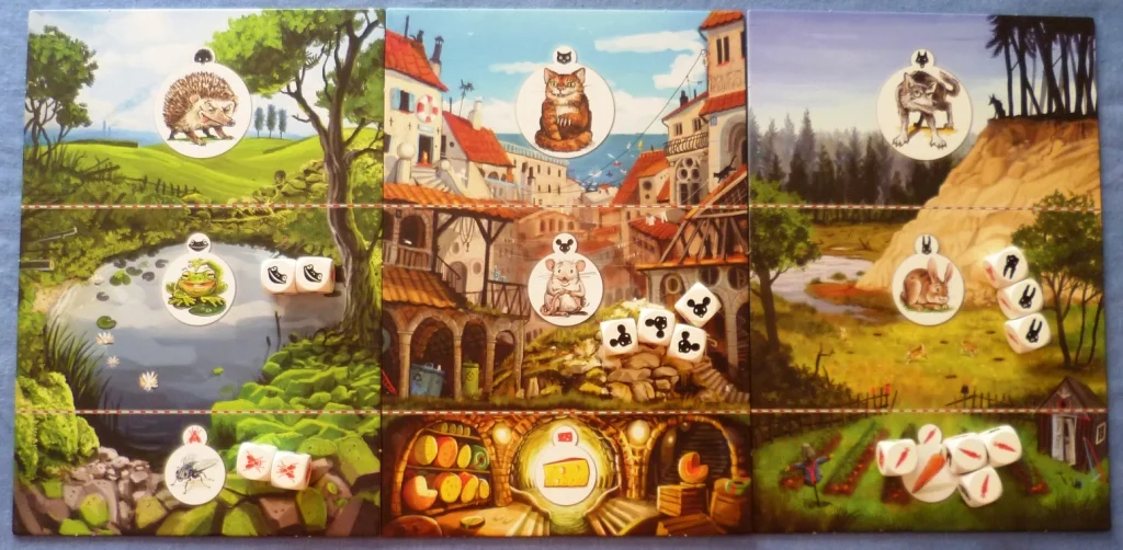 The board set up before first selection of cards