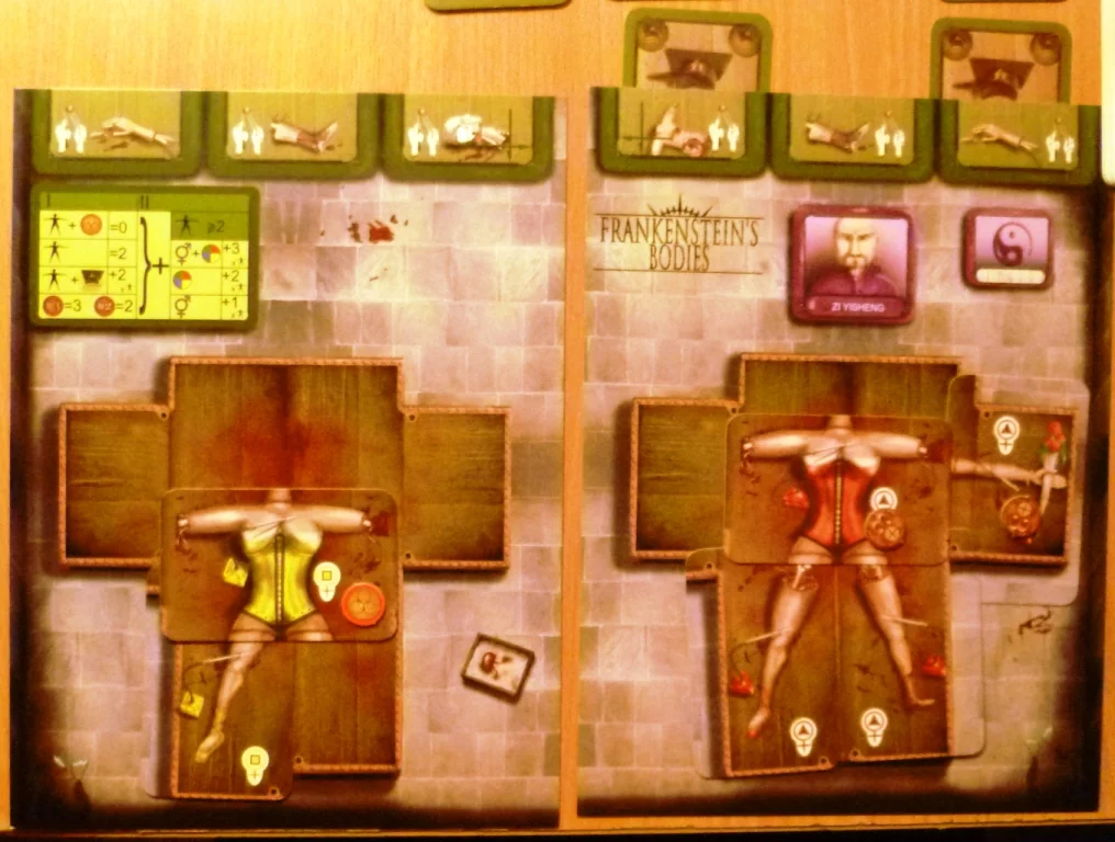 Two bodies under construction in a players lab