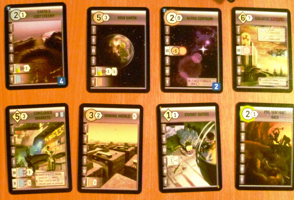 A players layout towards the end of Race for the Galaxy