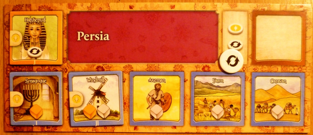 Nations Dice Game Player board during era 2 of 4 eras.