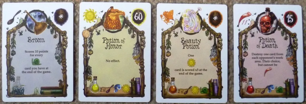 Level 3 cards - most are powerful potions requiring the discarding of 2 ingredients