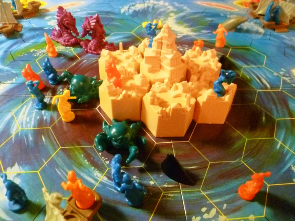 All that is left is the Citadel surrounded by Sea Monster, Sharks (Black fin shapes) and Octopuses