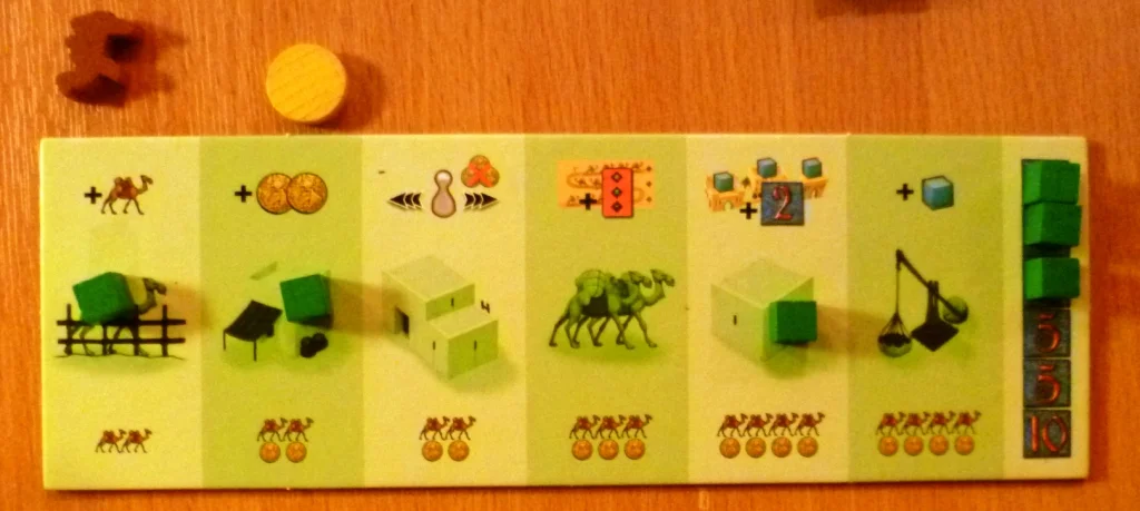 The green players board with 3 bonuses achieved.