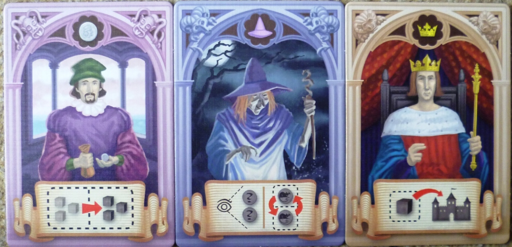Three of the characters, the Merchant, Witch and King