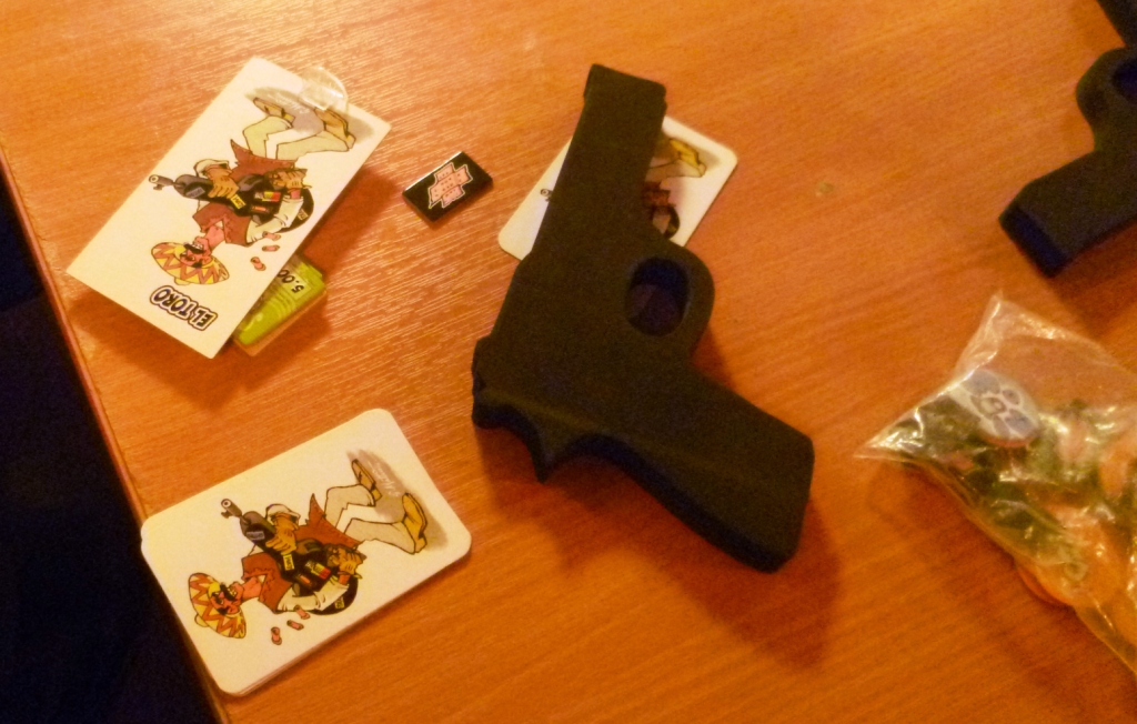 El Toro has been shot, he has taken a wound counter, sadly he will not be able to take any of the loot this round.
