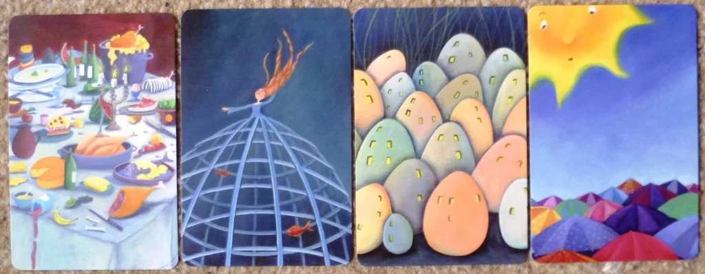 Dixit cards - apparently these can be used in Codenames for a slightly more complicated version and I wonder could they be used in Mysterium?