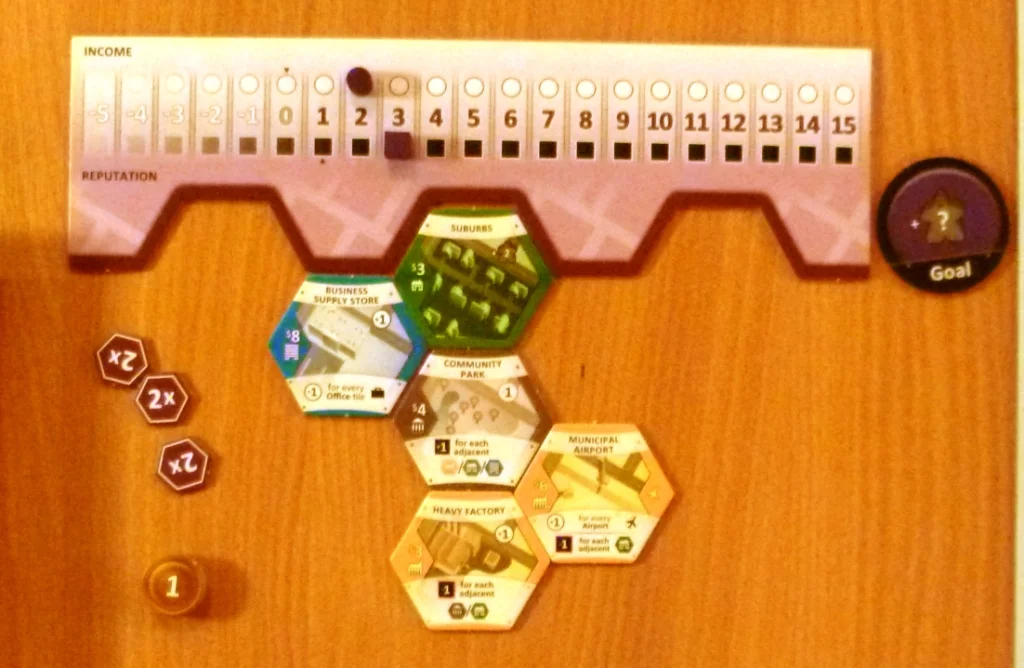 My suburb early in the game (after my 2nd turn)