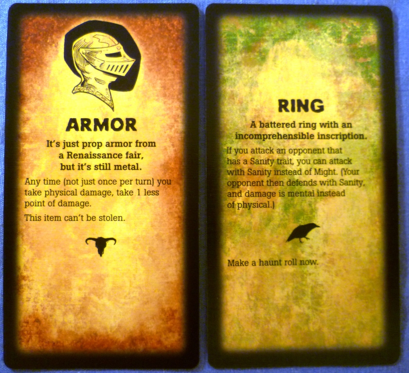 Item on the left (which I lost by handing to my future self) and an Omen card on the right.