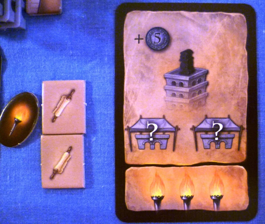 The card depicts two buying a brick options (any colour) taking 5 cash and 1 build option