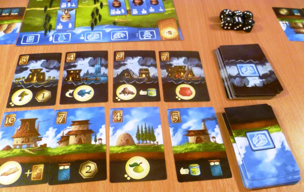 The building card display for above and below - the above ground cards are at the bottom!!!