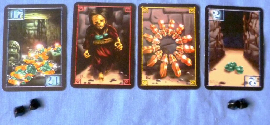 Cards in Incan Gold - beware the Mummy.