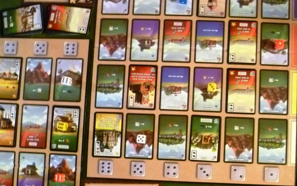 Player boards in Dice City