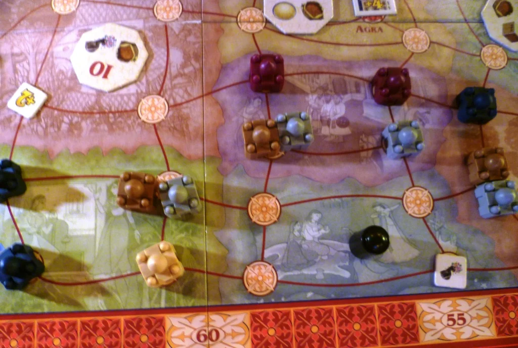 Taj Mahal, part of the board mid-game.
