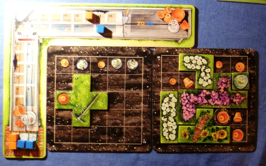 My two plots with the right hand plot one space from completion - at the moment it scores 7 orange points and 2 blue points