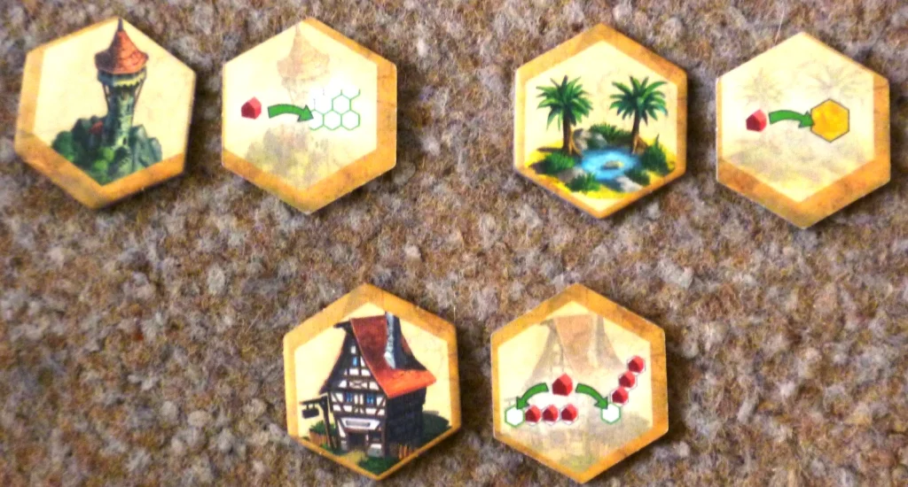 Sample of the bonus tokens from the base game
