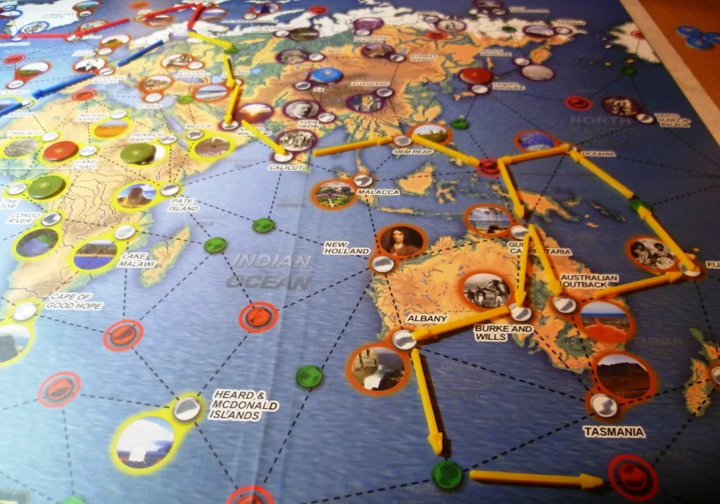 The board with the routes spreading from Sweden