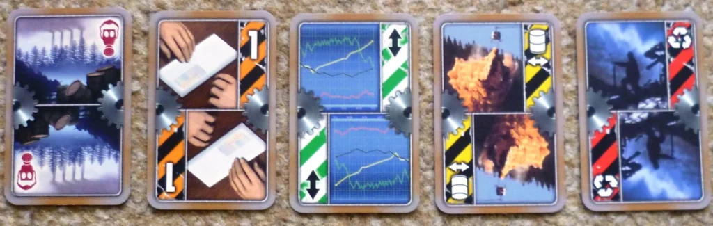 The dreaded Inspector card on the far left, there is only 1 of these in the deck whereas there are multiples of all the other cards.
