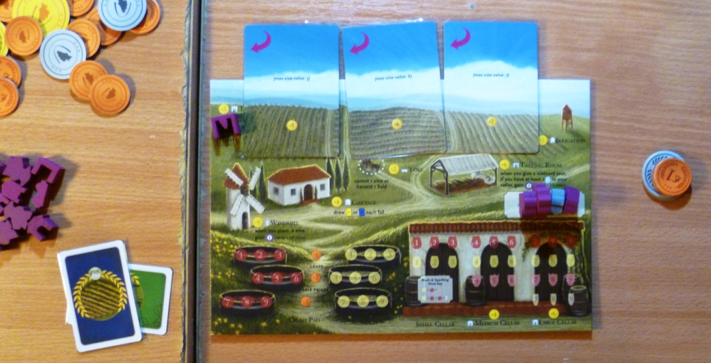Viticulture - a player board with 3 fields