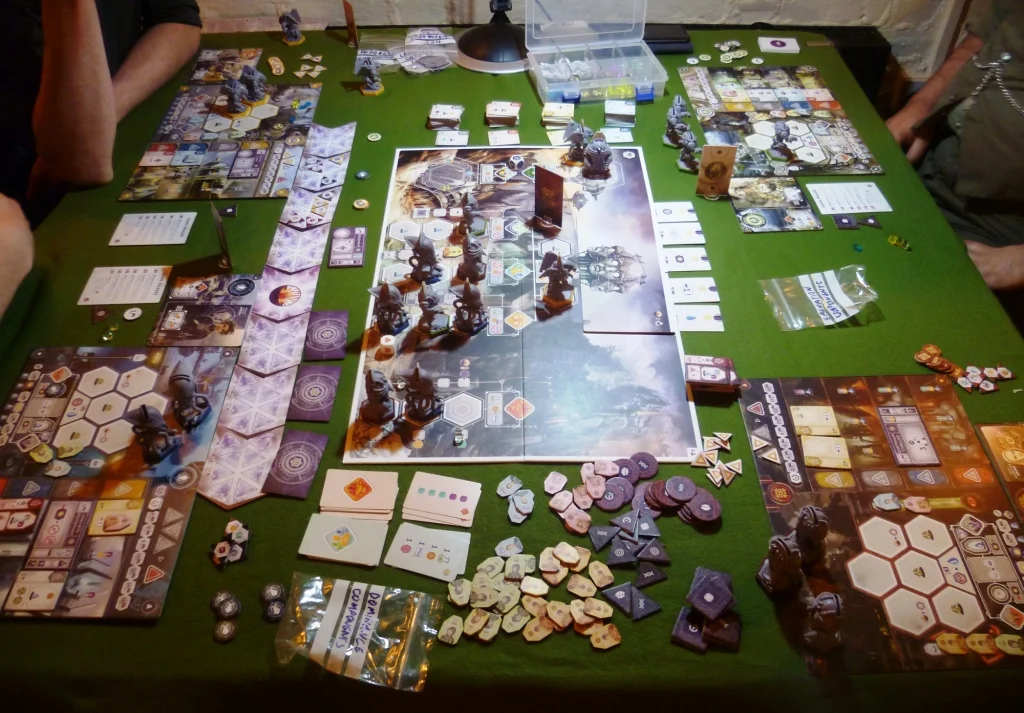 Two pictures of Anachrony in play, this game released only a few days before the club met.