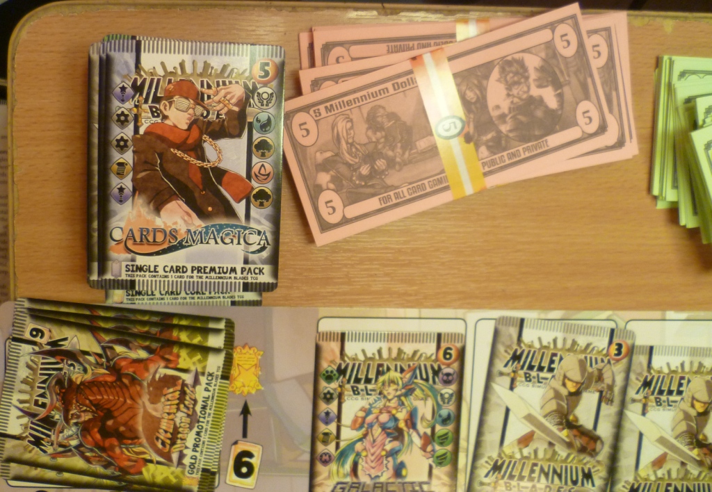 Millennium Blades - which is a type of deck-building game, it was explained to me however I got lost but sounds like a nice variant for those into deck-building games..