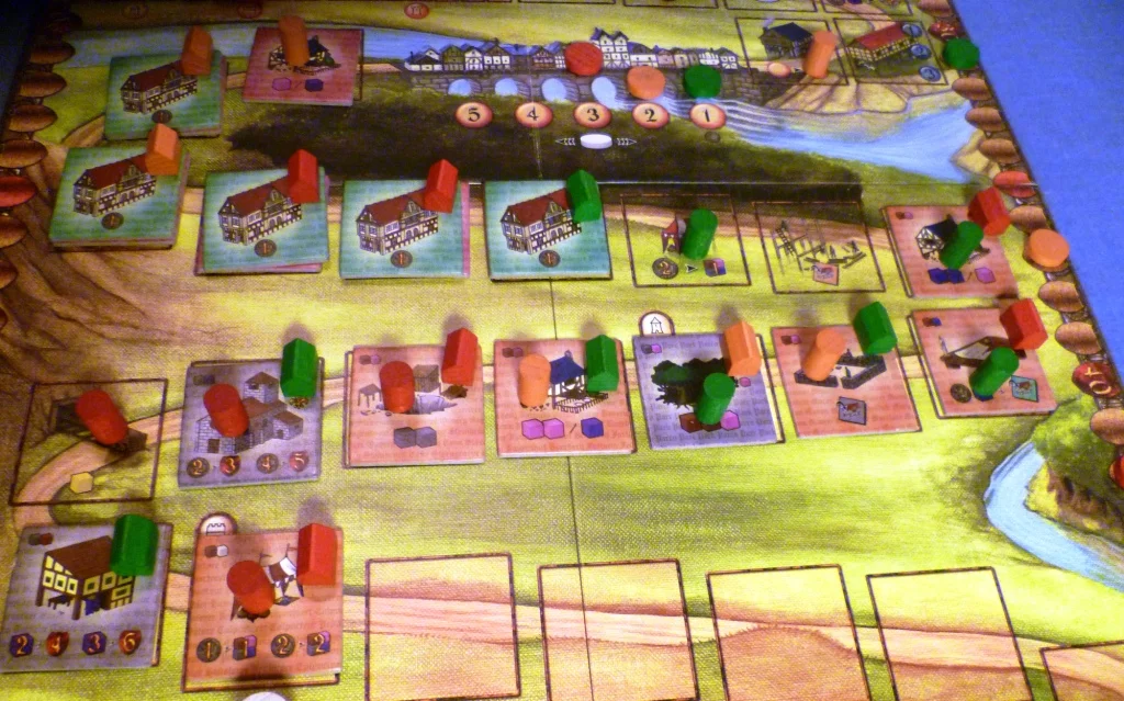 The Caylus board in the last third of the game.
