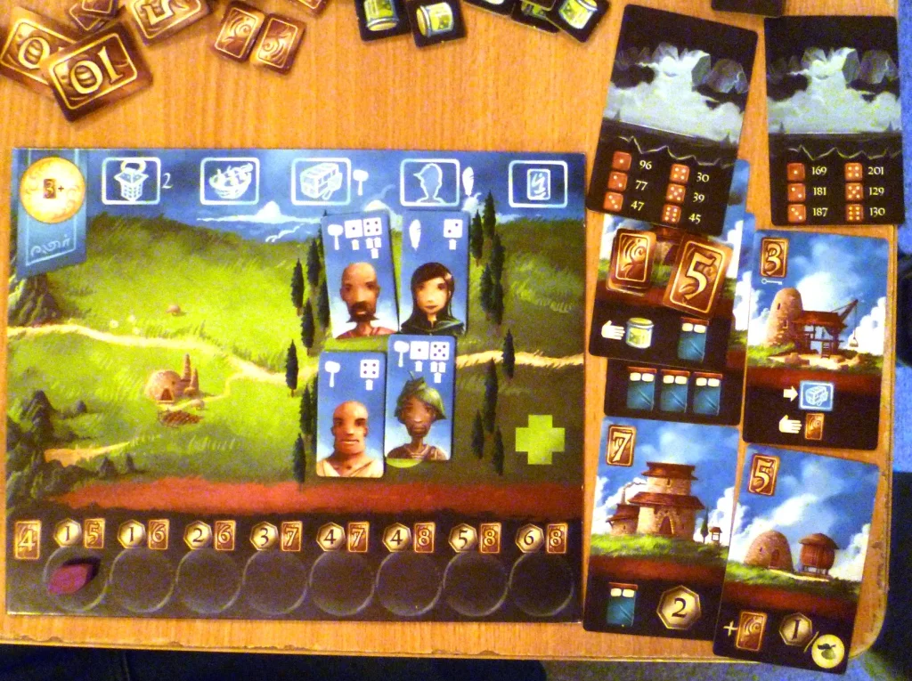 Above and Below player board for the yellow player who seems to be struggling for goods (the main way to get victory points).