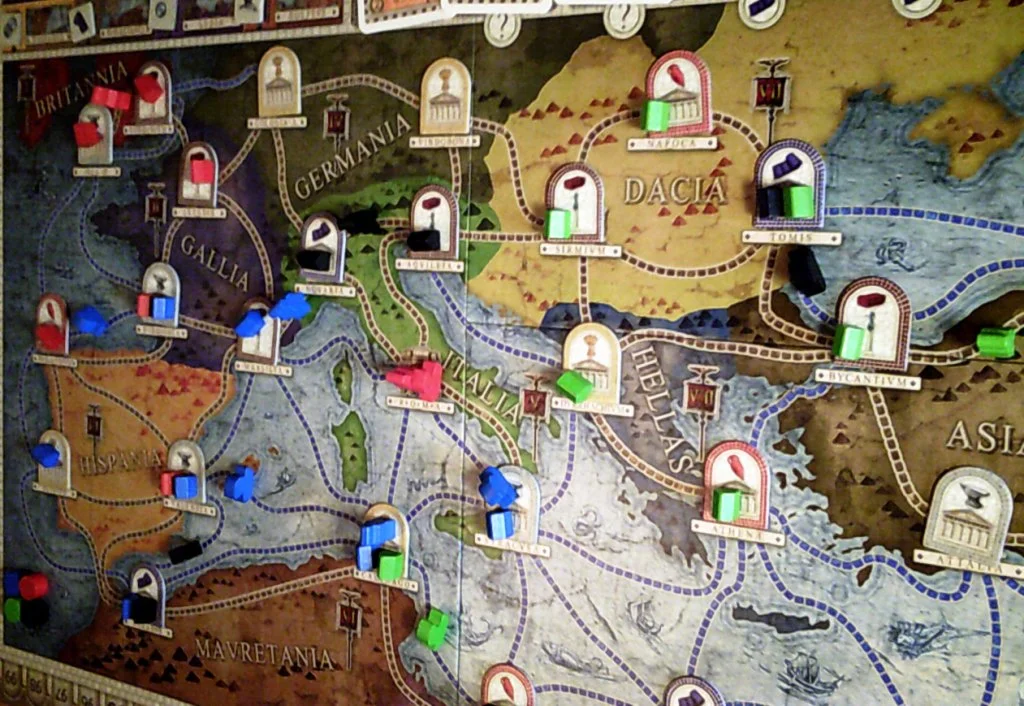 Concordia board towards end of the game