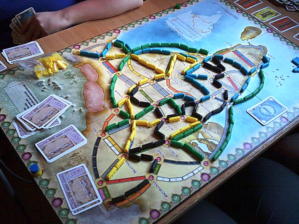 Ticket to Ride at the club on the India map