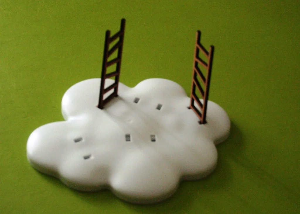 The base and the set-up ladders