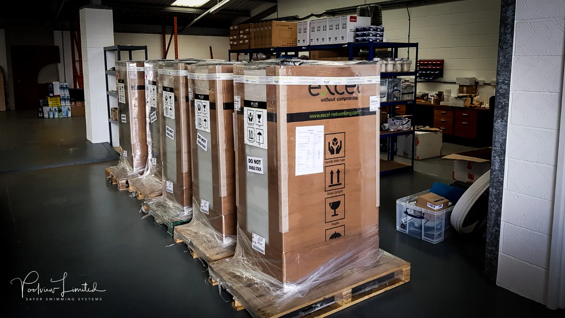 5 control racks for 5 Poolview Plus+ Systems