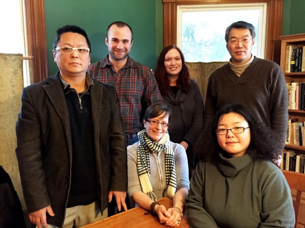 Six of VSC's 2015 Luce Chinese poetry & translation fellows (left to right): standing: Yang Xiaobin, Canaan Morse, Jennifer Feeley, and Zang Di; sitting: Eleanor Goodman and Tang Sui-Wa