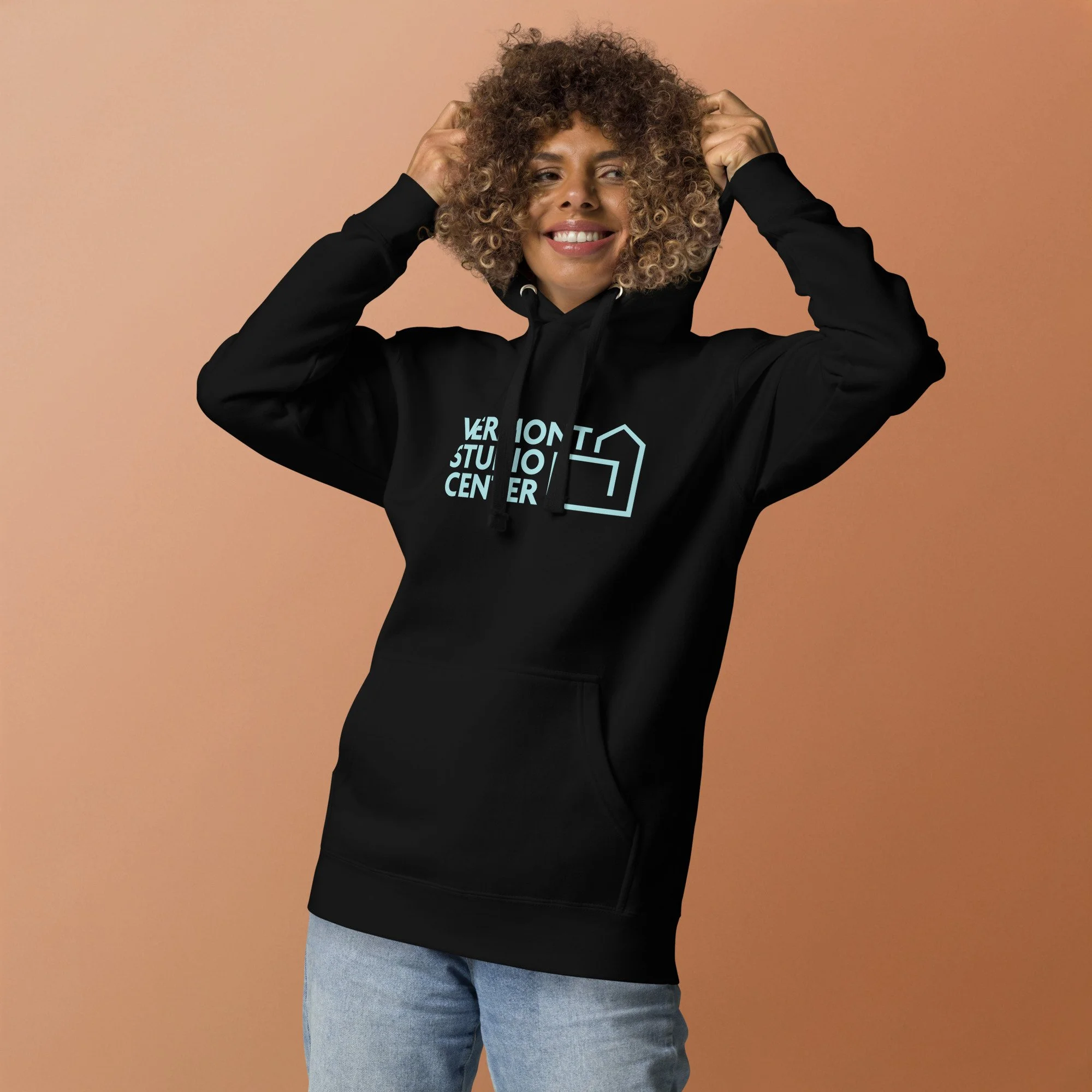 【tkts】StudioDoe LowPocket Washed Unisex Hoodie - Light Blue Logo — Vermont Studio Center