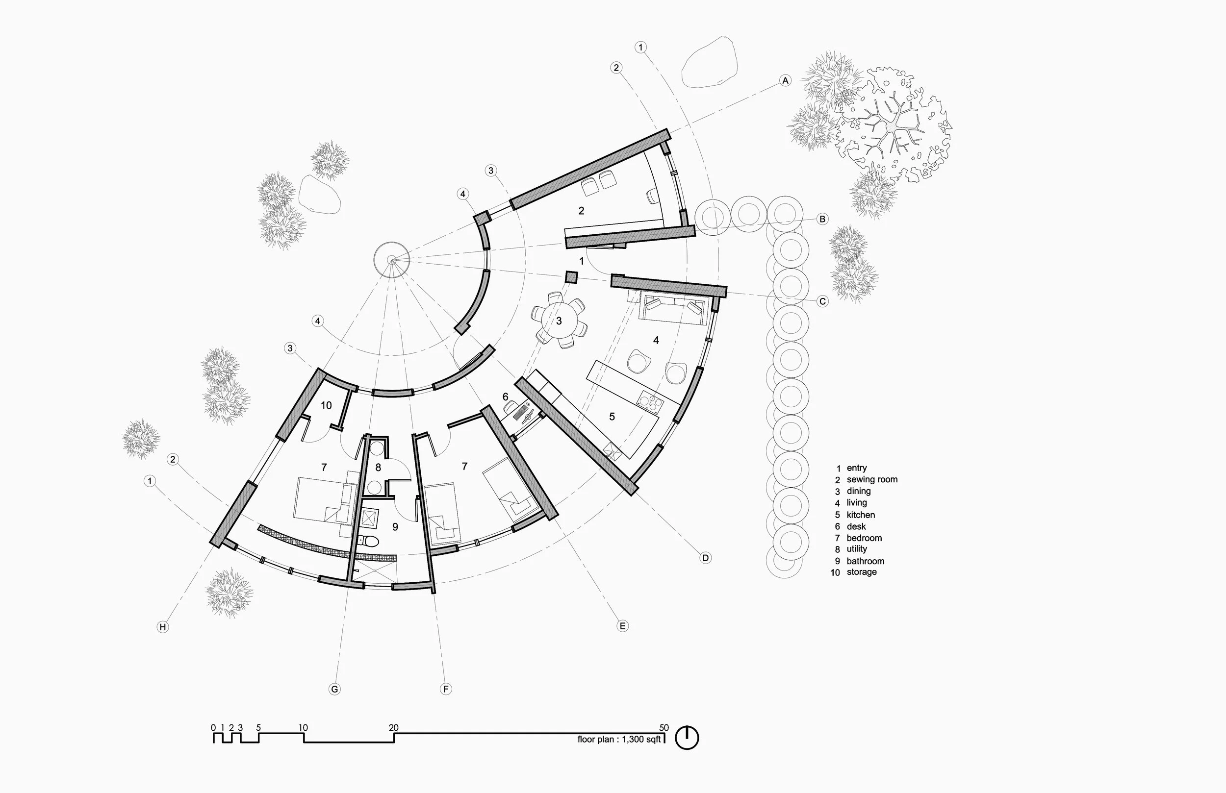 technical construction document floor plan for the construction of a modern mountain home in Arizona