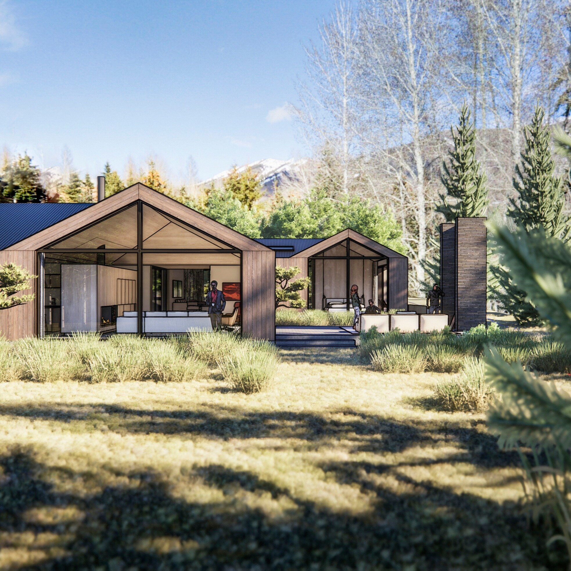 three design proposals for a family home in sun valley #modern #idaho #home
