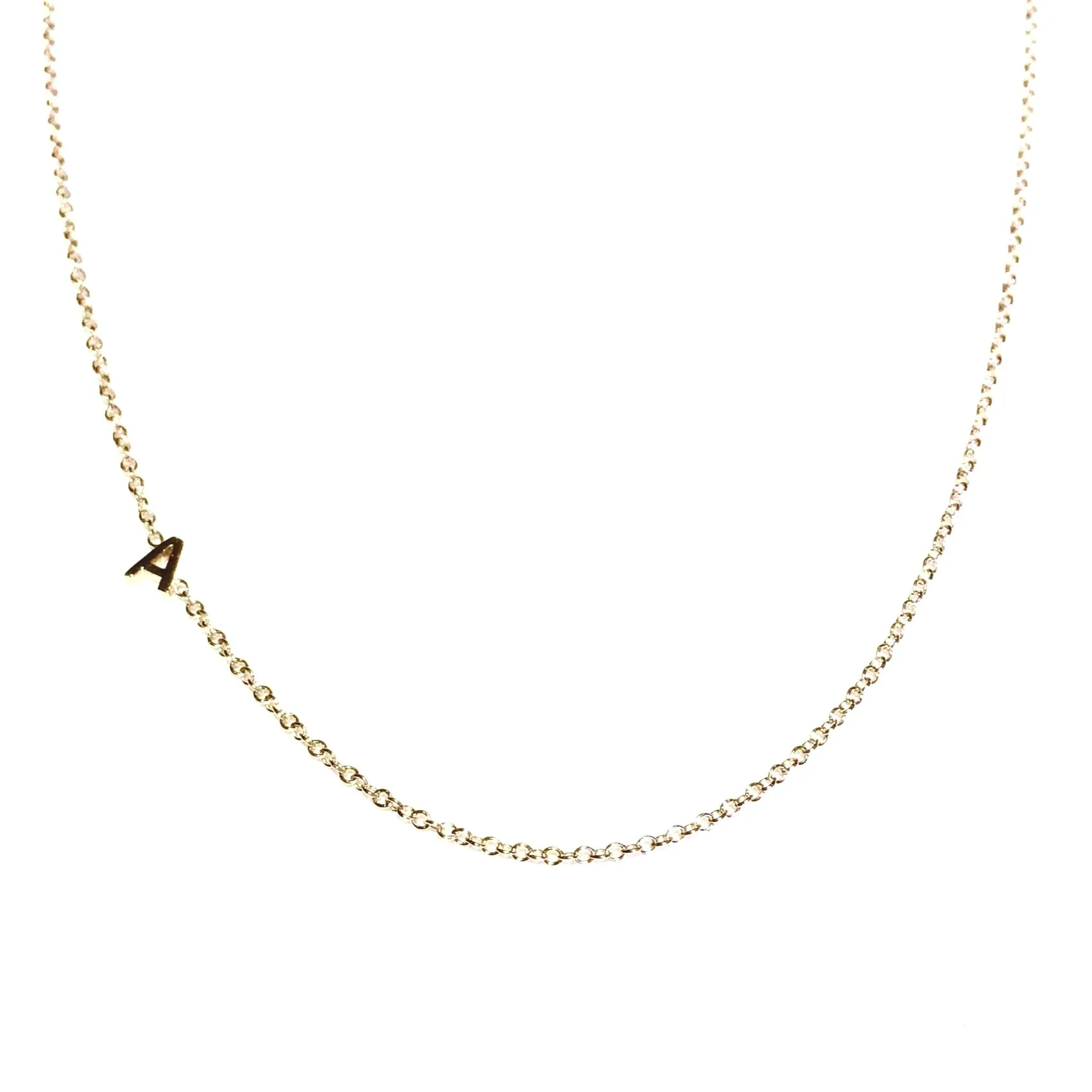 14k Tiny Floating Letter Necklace 