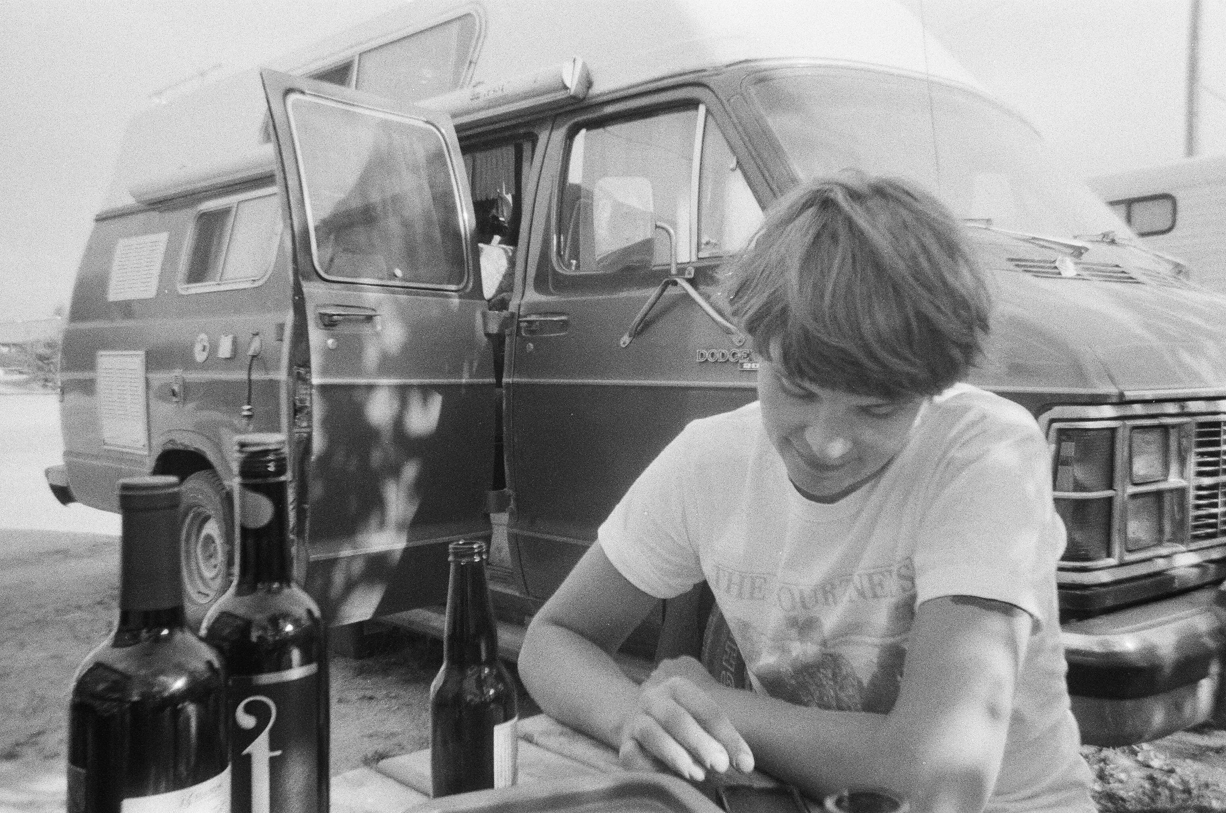 Joanna at the trailer park. Mr Copperbottom in the background.