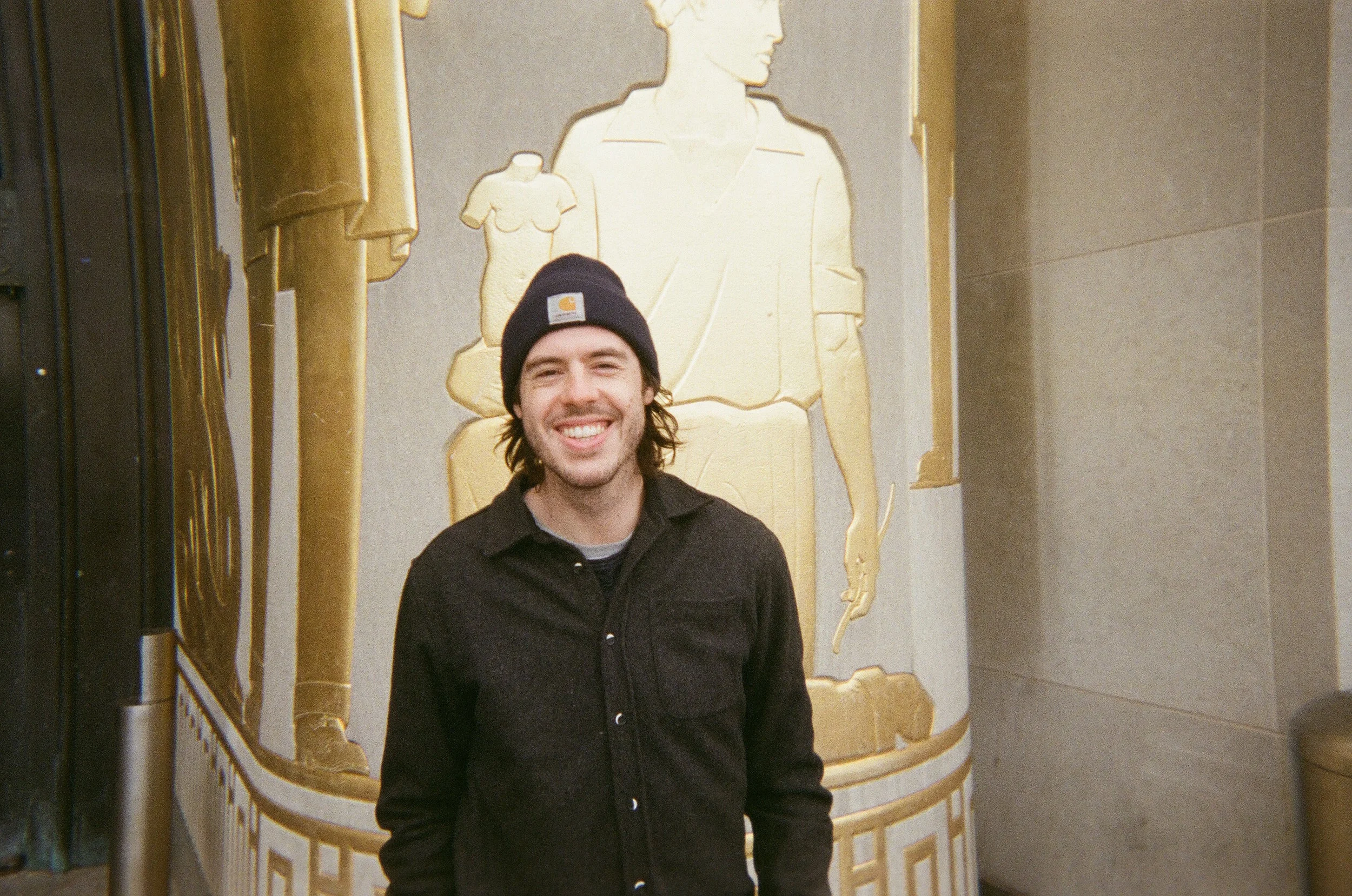 We visited Dylan’s aunt and uncle and the Brooklyn library with its golden pillars.