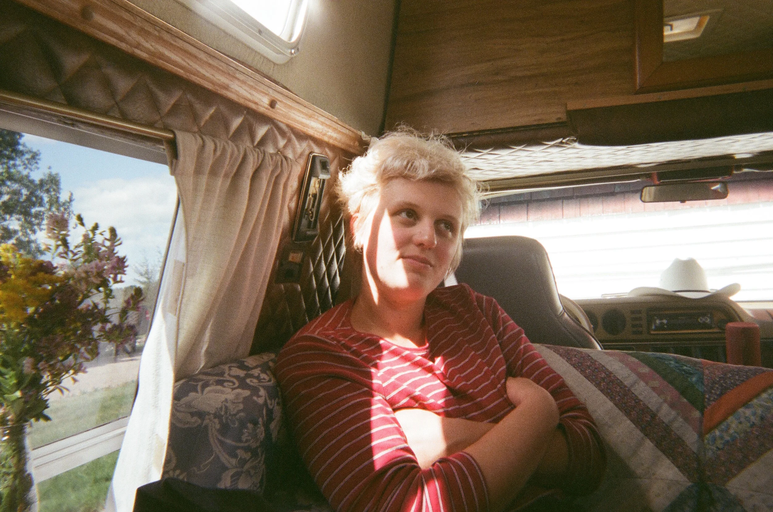 We camped in the van.
