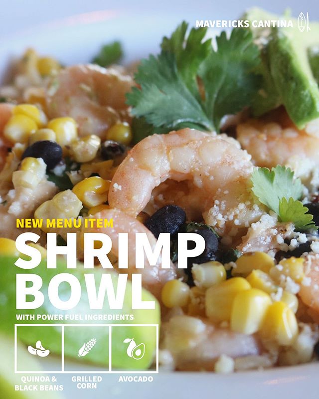 We just launched 🚀 our NEW MENU! So fresh, so delicious. Have you tried any of our Summer Menu items?! Shrimp Fresca Bowl 🍤 | Sweet and Spicy Pineapple Glazed Baby Shrimp with Quinoa, Black Beans, Avocado, Queso Fresco, Grilled Pickled Corn, Chipot