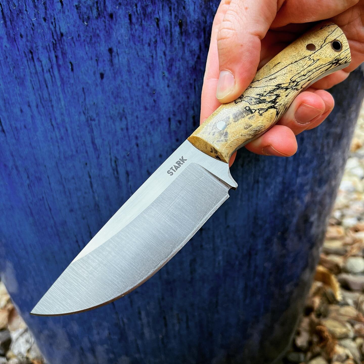 What do you all think about the full satin blade finish on this Drop Point with spalted tamarind? It&rsquo;s not a finish I do often on this model, but I think it gives the knife a sleek look that pairs wonderfully with the unique wood grain.