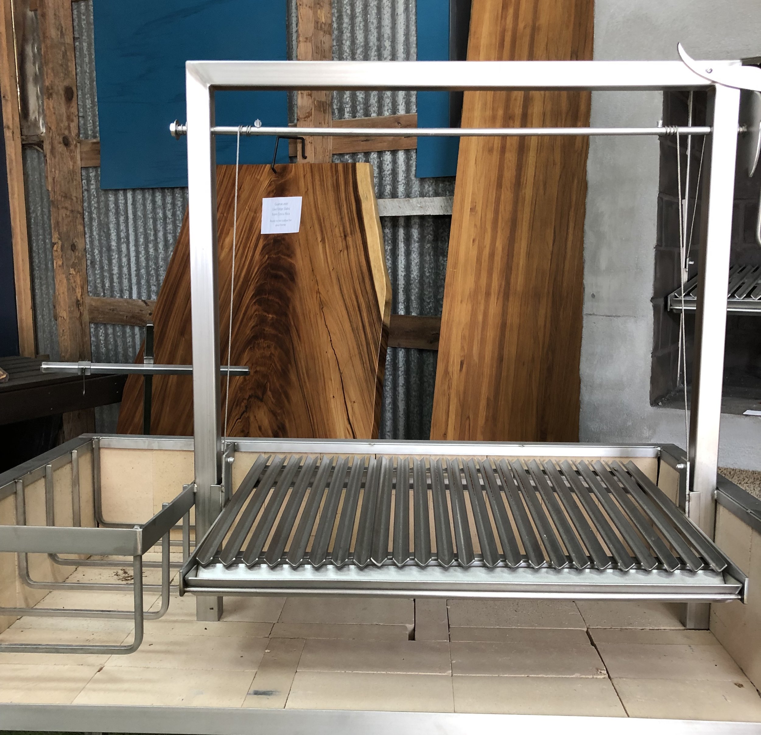 Handcrafted, Argentine style, standalone Firebox grill system in stainless steel