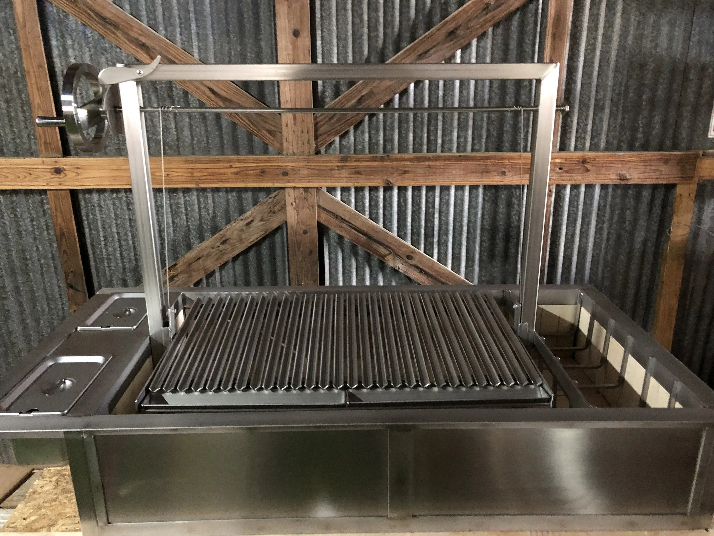 Argentine style, standalone Firebox grill system in stainless steel