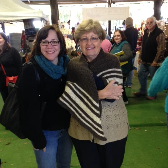 Me, Gail, and her Vintage Winter Shawl And folks in the background wondering who I am that I've got people taking pics of me everywhere I go.